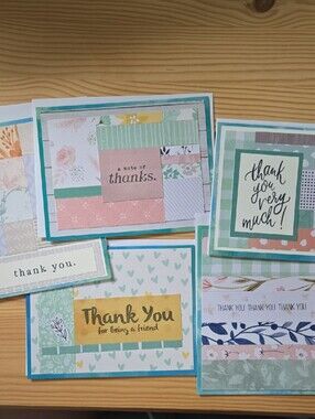 Handmade Thank You Card Set - Pastel Mixed Colors